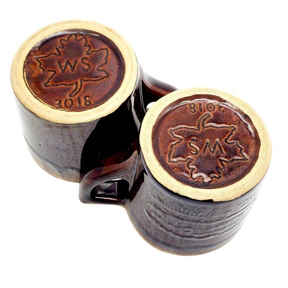 2 Western Stoneware Mug Farmers Mutual Insurance Iowa Brown Drip Glaze Coffee - Picture 5 of 11